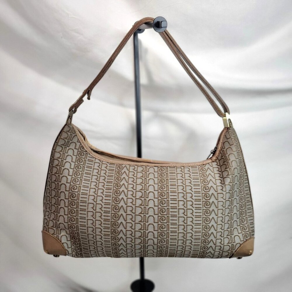 Pierre Cardin Tan Shoulder Bag Double Handle Zip Closer Geometric One Size